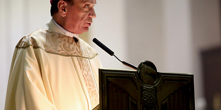 Archbishop Schnurr delivers homily for World Day of Peace. (Photo by E.L. Hubbard)